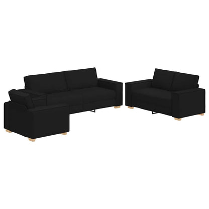Set di divani con cuscino 3 pcs Nero 220 x 78 x 84 cm Tessuto - homemem39