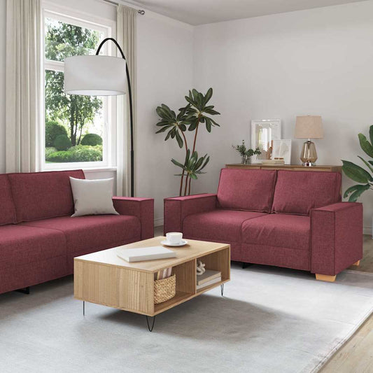 Set di divani 3 pcs Rosso Vino 220 x 78 x 84 cm Tessuto
