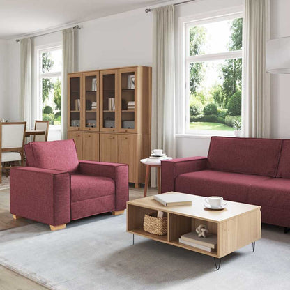 Set di divani 3 pcs Rosso Vino 220 x 78 x 84 cm Tessuto