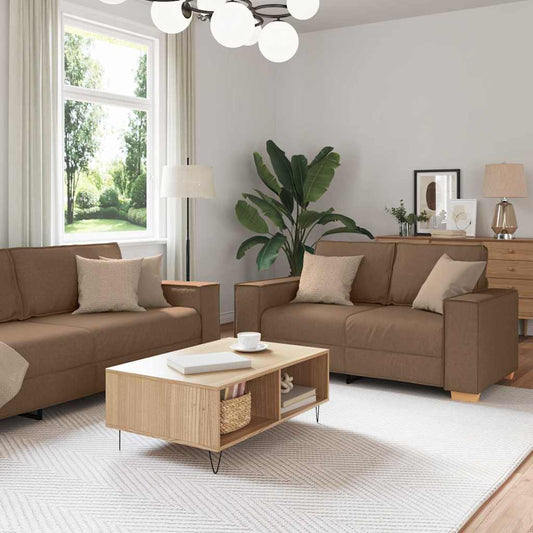 Set di divani 3 pcs Marrone 220 x 78 x 84 cm Tessuto