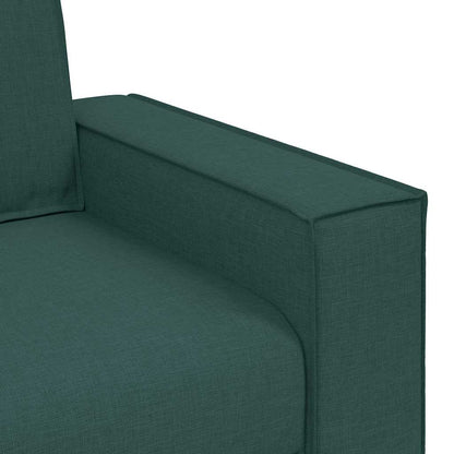 Divano 3 pz Verde Scuro Tessuto misto lino