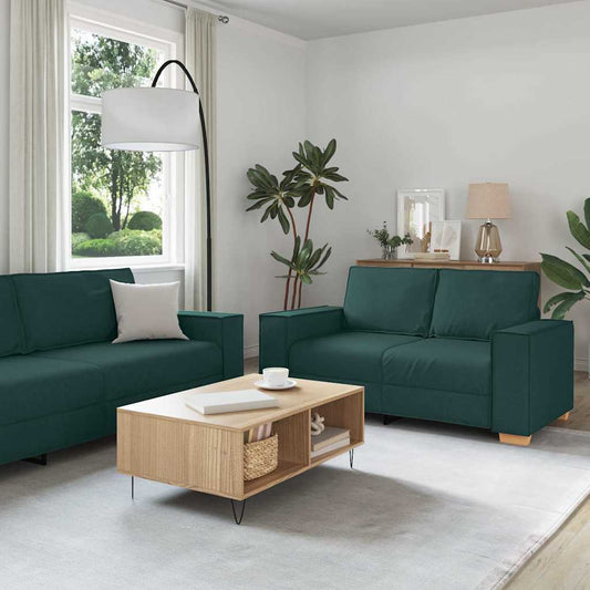 Set di divani 3 pcs Verde Scuro 220 x 78 x 84 cm Tessuto
