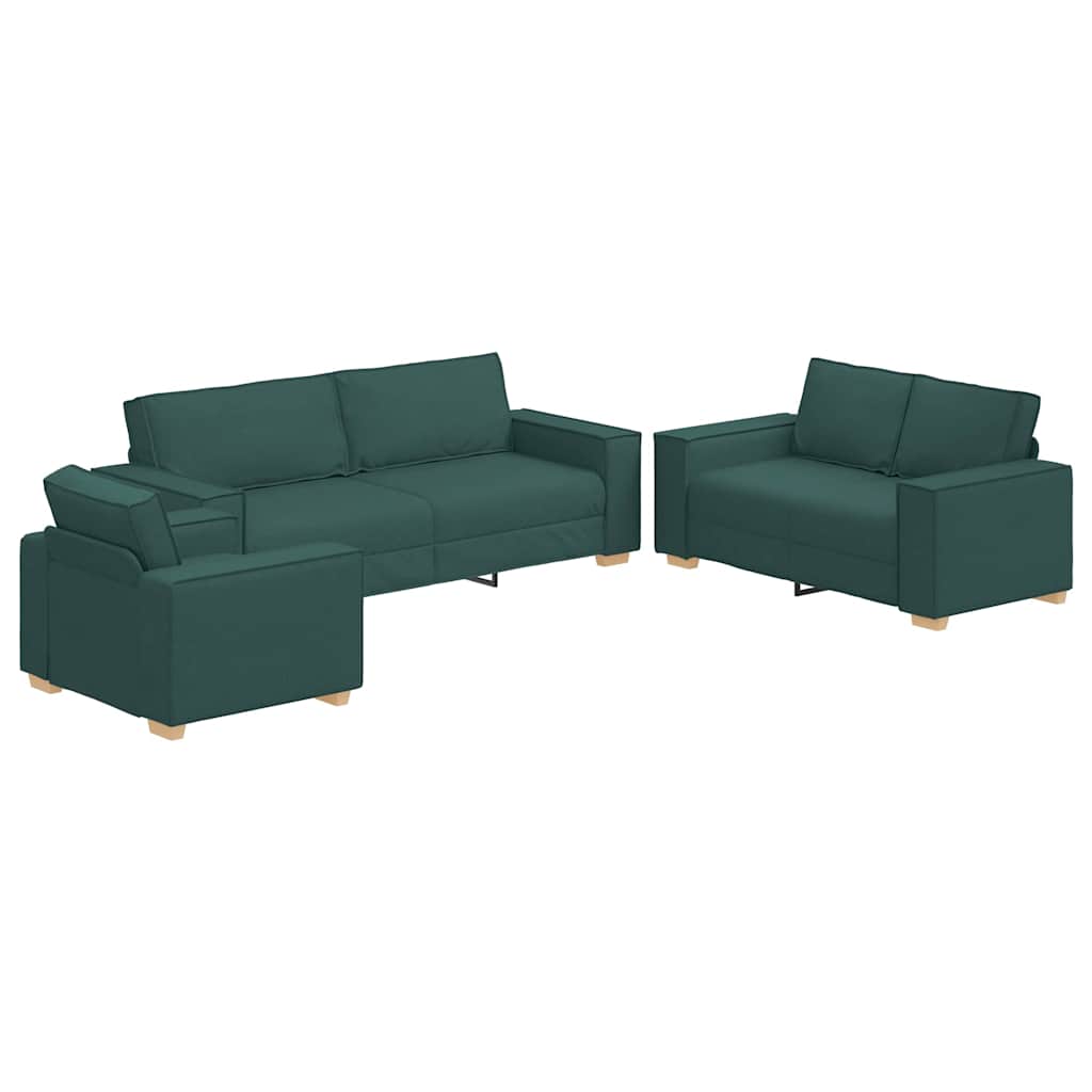 Set di divani 3 pcs Verde Scuro 220 x 78 x 84 cm Tessuto - homemem39