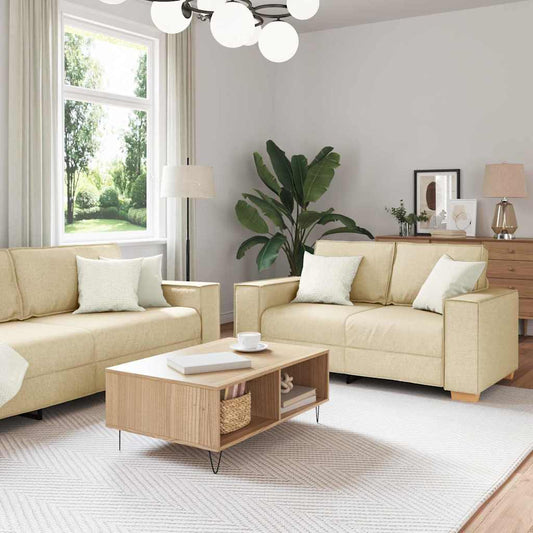 Set di divani con cuscino 3 pcs Crema 220 x 78 x 84 cm Tessuto
