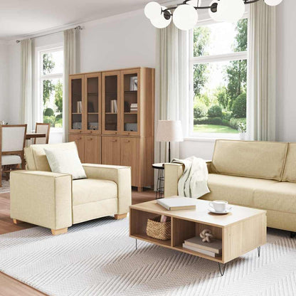 Set di divani con cuscino 3 pcs Crema 220 x 78 x 84 cm Tessuto