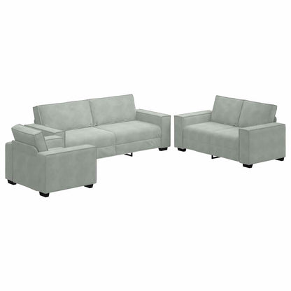 Set di divani con cuscino 3 pcs Grigio 220 x 78 x 84 cm Velluto