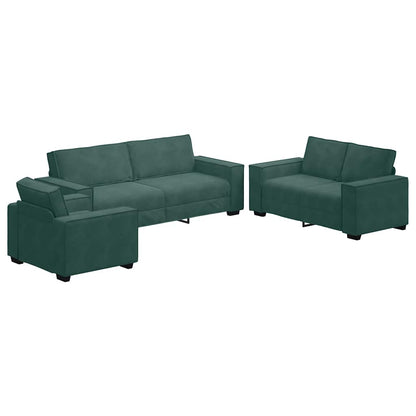 Set di Divani 3 pz con Cuscini Verde scuro in Velluto - homemem39