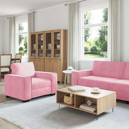 Set di Divani 3 pz con Cuscini rosa in Velluto