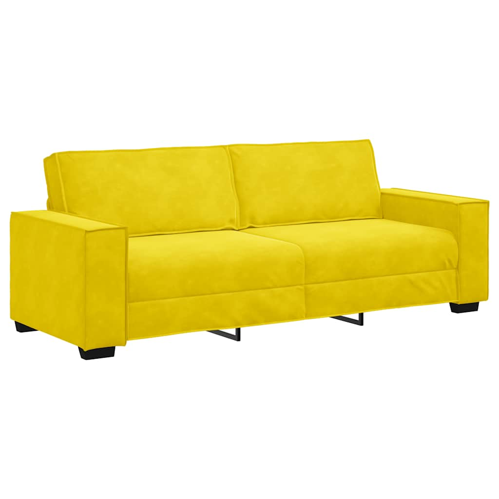 Set di Divani 3 pz con Cuscini giallo in Velluto