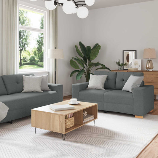 Divano 3 pcs Grigio scuro 221 x 80 x 80 cm Tessuto misto lino | homemem39
