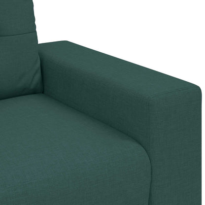 Divano 3 pz Verde Scuro Tessuto misto lino