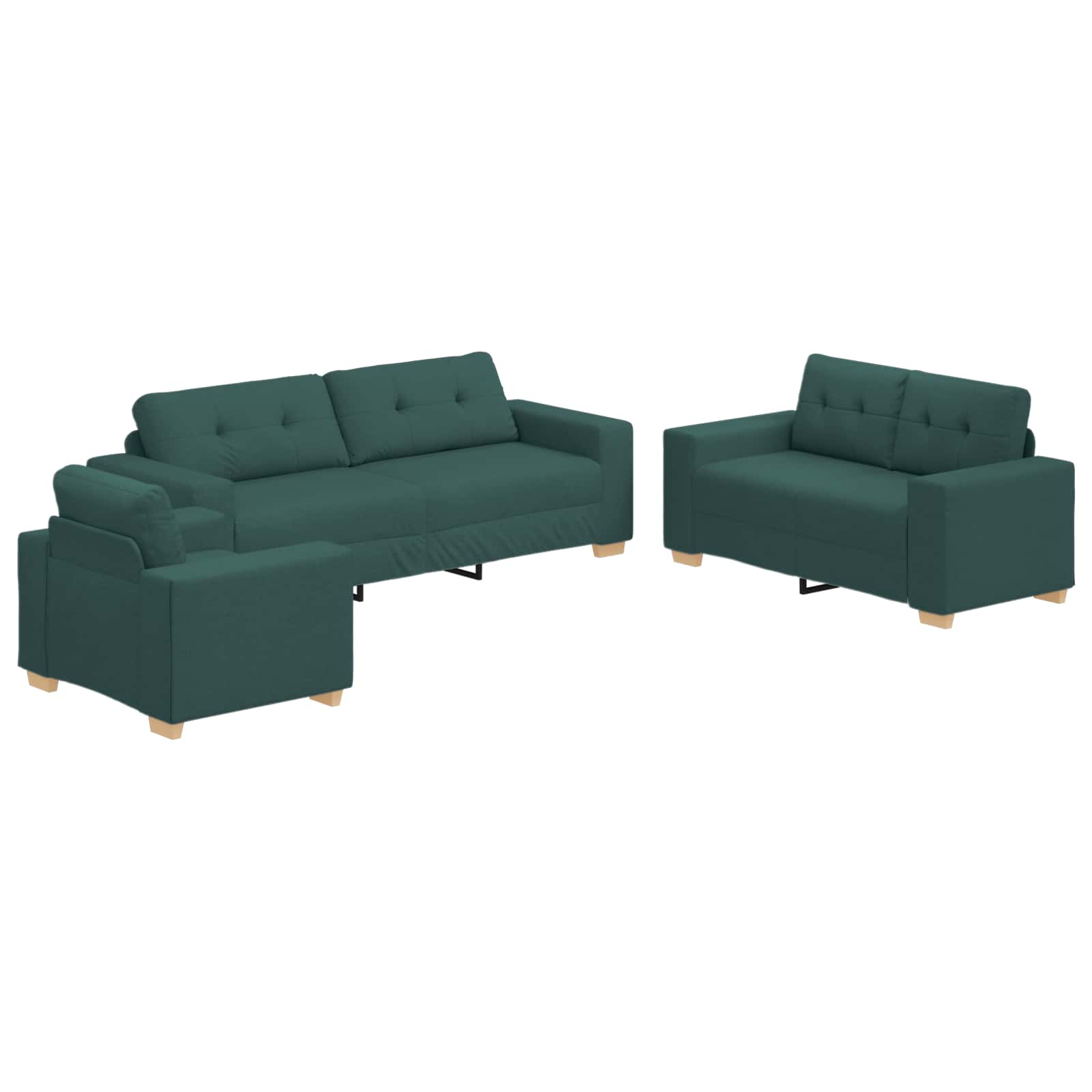 Divano 3 pcs Verde Scuro 221 x 80 x 80 cm Tessuto misto lino | homemem39