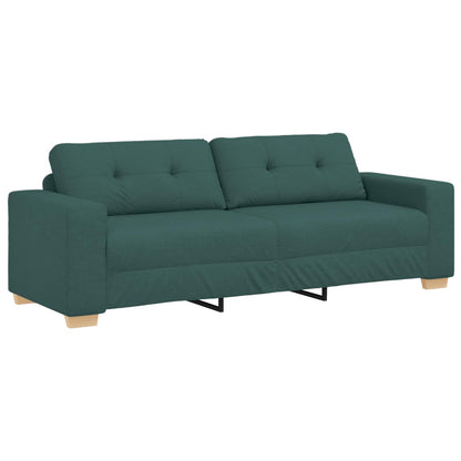 Divano 3 pcs Verde Scuro 221 x 80 x 80 cm Tessuto misto lino | homemem39