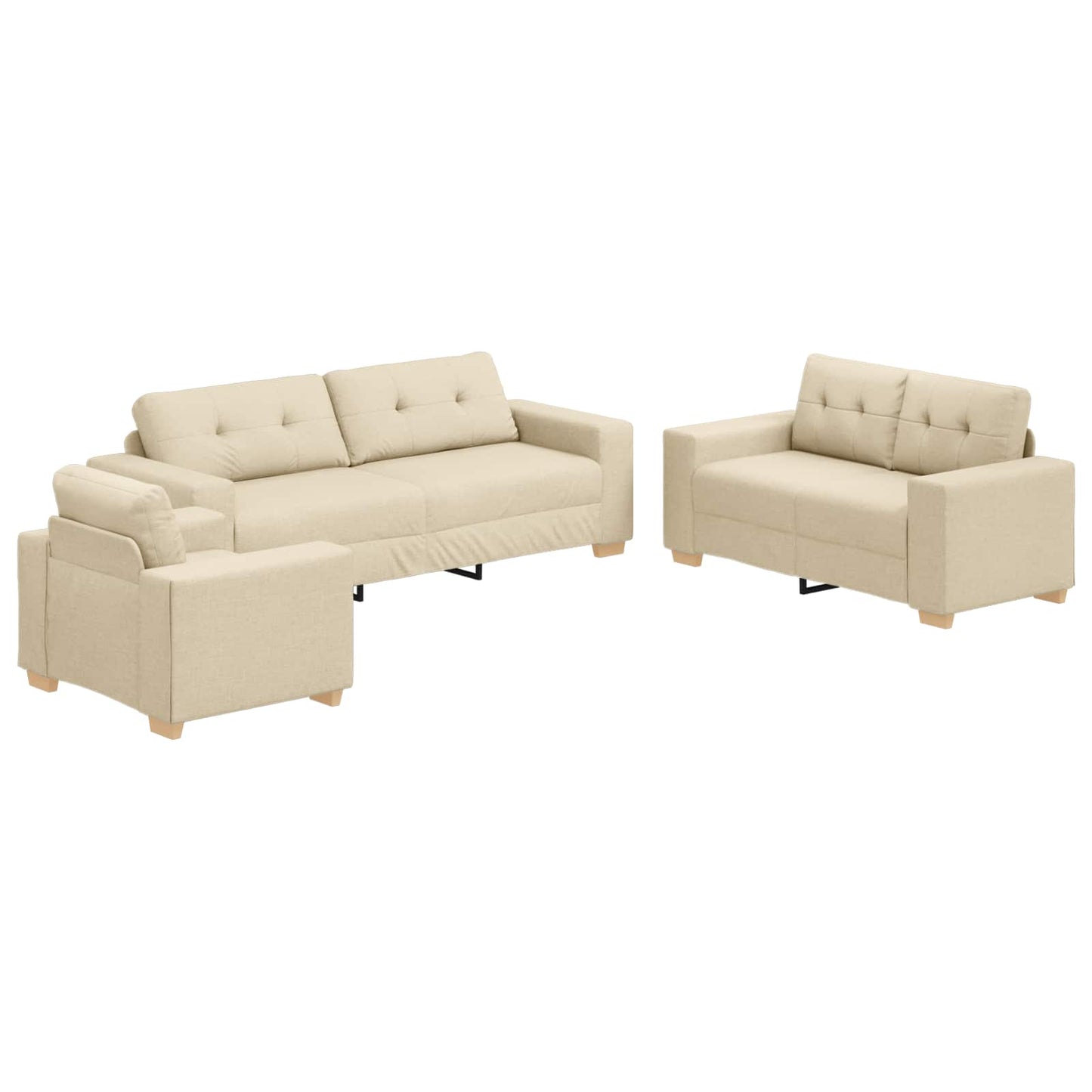 Divano 3 pcs Crema 221 x 80 x 80 cm Tessuto misto lino | homemem39