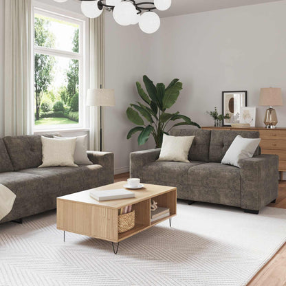 Divano 3 pcs Grigio scuro 221 x 80 x 80 cm Tessuto misto lino | homemem39