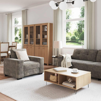Divano 3 pcs Grigio scuro 221 x 80 x 80 cm Tessuto misto lino | homemem39