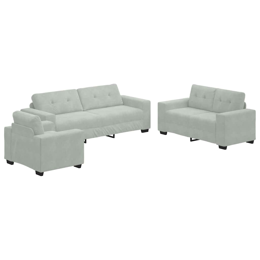 Set di divani con cuscino 3 pcs Grigio 221 x 78 x 80 cm Velluto - homemem39
