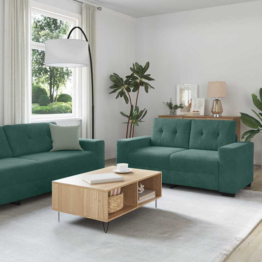Set di divani 3 pcs Verde Scuro 221 x 80 x 80 cm Velluto | homemem39