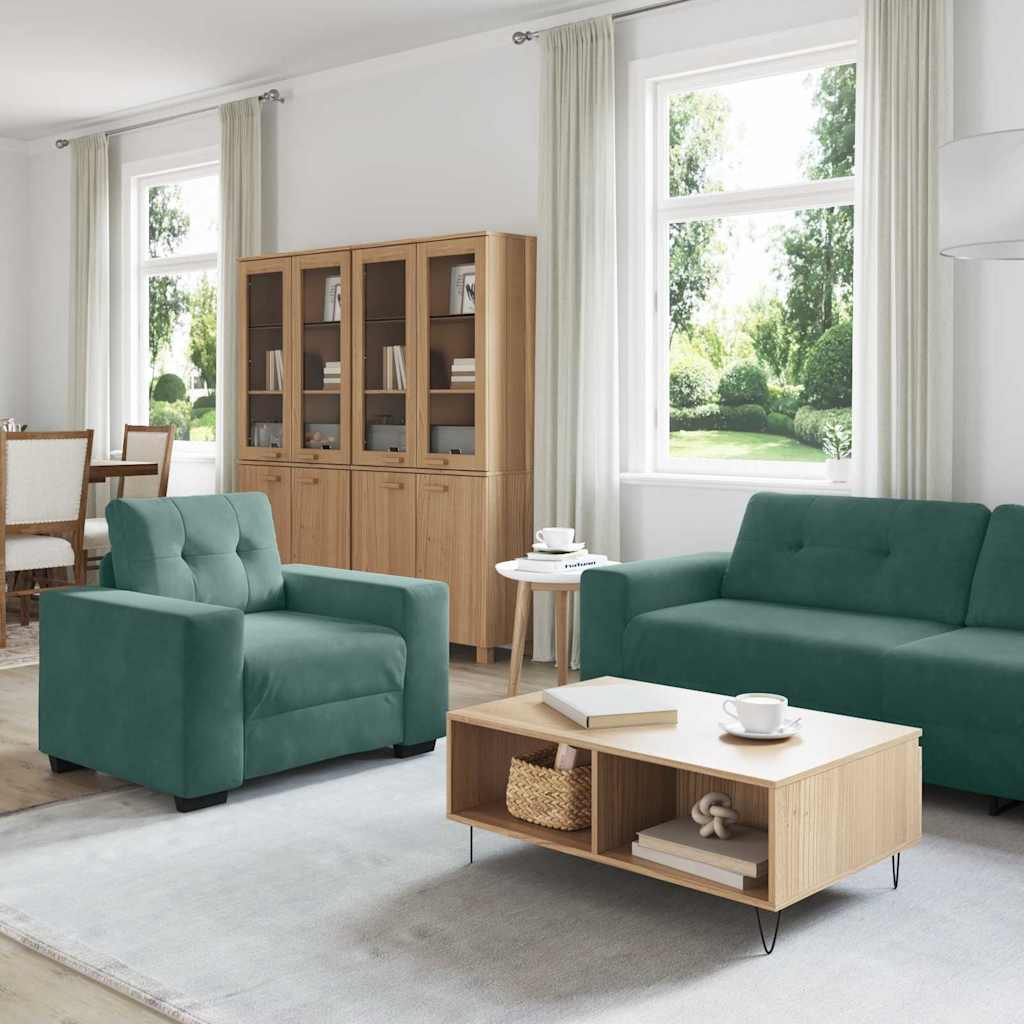 Set di divani 3 pcs Verde Scuro 221 x 80 x 80 cm Velluto | homemem39