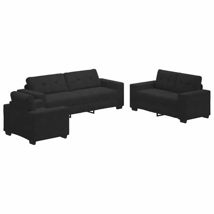 Set di divani con cuscino 3 pcs Nero 221 x 78 x 80 cm Velluto