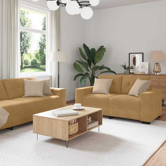 Set di divani 3 pcs Marrone 221 x 80 x 80 cm Velluto | homemem39