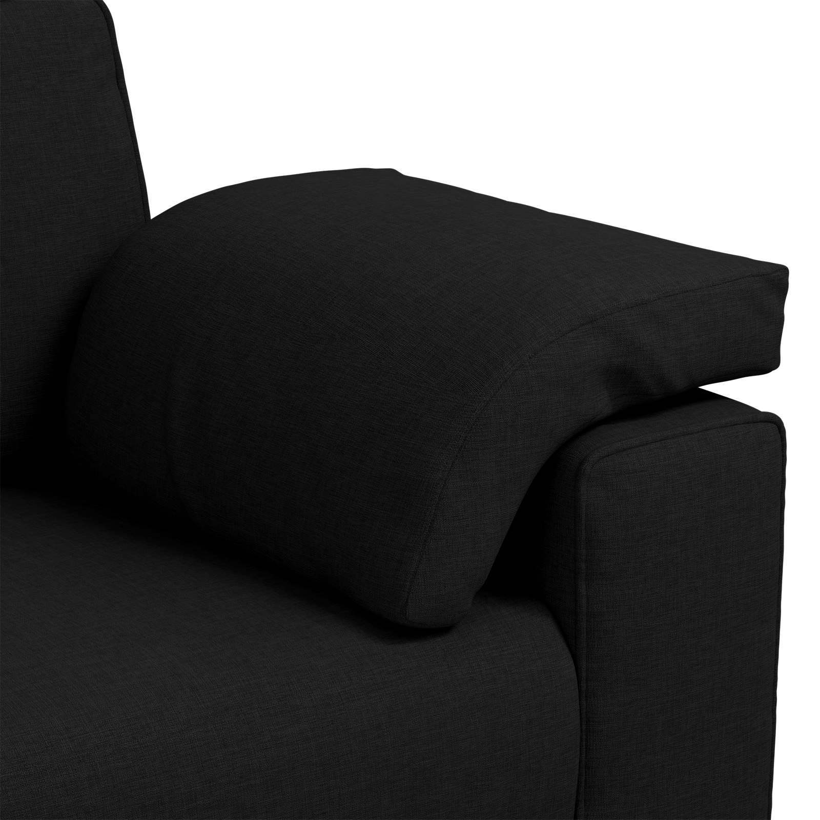 Divano 3 pcs Nero 219 x 80 x 82 cm Tessuto misto lino | homemem39