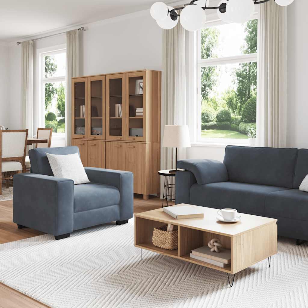 Set di Divani 3 pz con Cuscini Grigio Scuro in Velluto