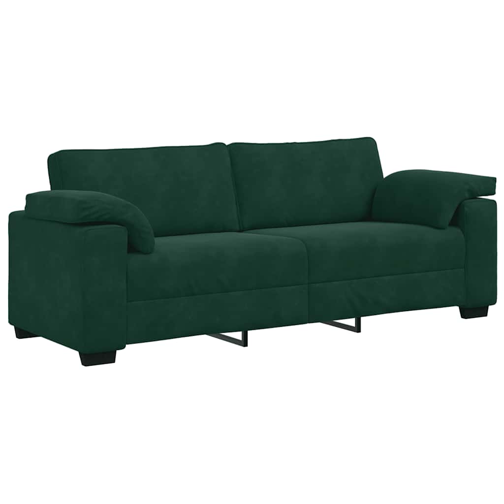 Set di Divani 3 pz con Cuscini Verde scuro in Velluto | homemem39
