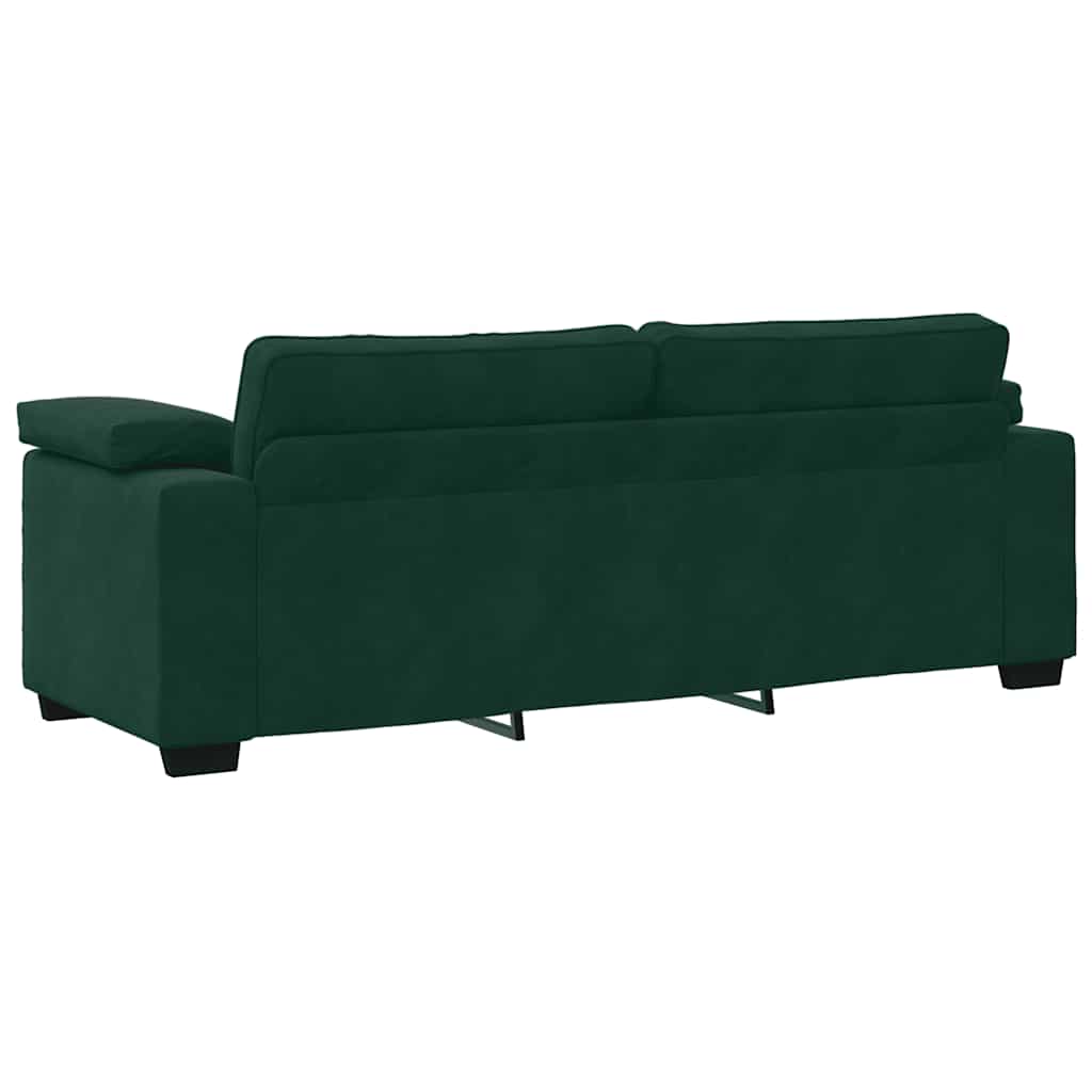 Set di Divani 3 pz con Cuscini Verde scuro in Velluto | homemem39