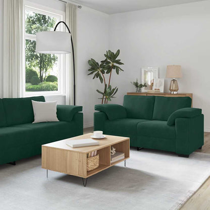 Set di Divani 3 pz con Cuscini Verde scuro in Velluto | homemem39