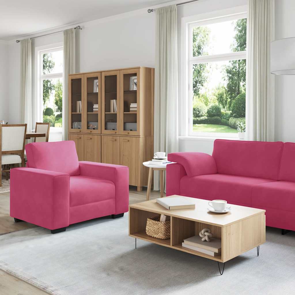 Set di Divani 3 pz con Cuscini Rosso Vino in Velluto - homemem39