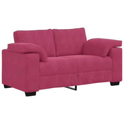 Set di Divani 3 pz con Cuscini Rosso Vino in Velluto | homemem39