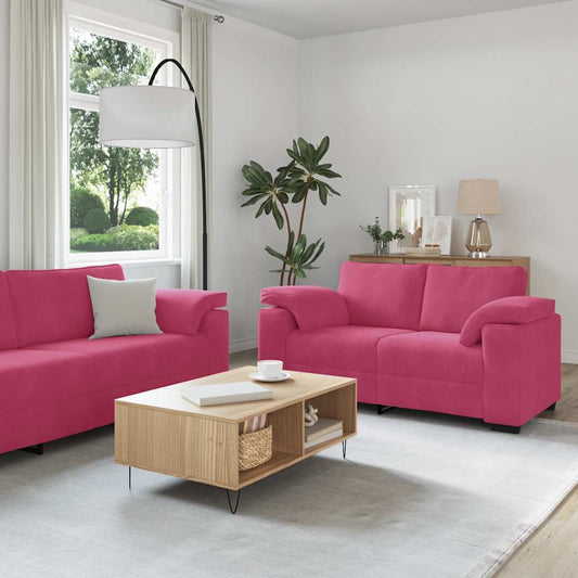 Set di Divani 3 pz con Cuscini Rosso Vino in Velluto | homemem39