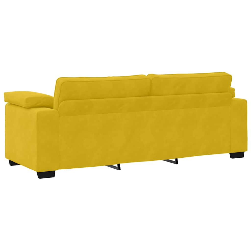 Set di Divani 3 pz con Cuscini giallo in Velluto | homemem39