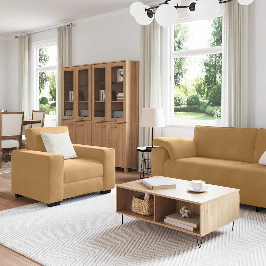 Set di Divani 3 pz con Cuscini Marrone in Velluto