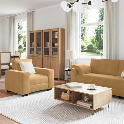 Set di Divani 3 pz con Cuscini Marrone in Velluto