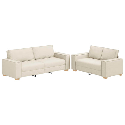 Divano 2 pcs Beige 220 x 80 x 84 cm Tessuto misto lino | homemem39