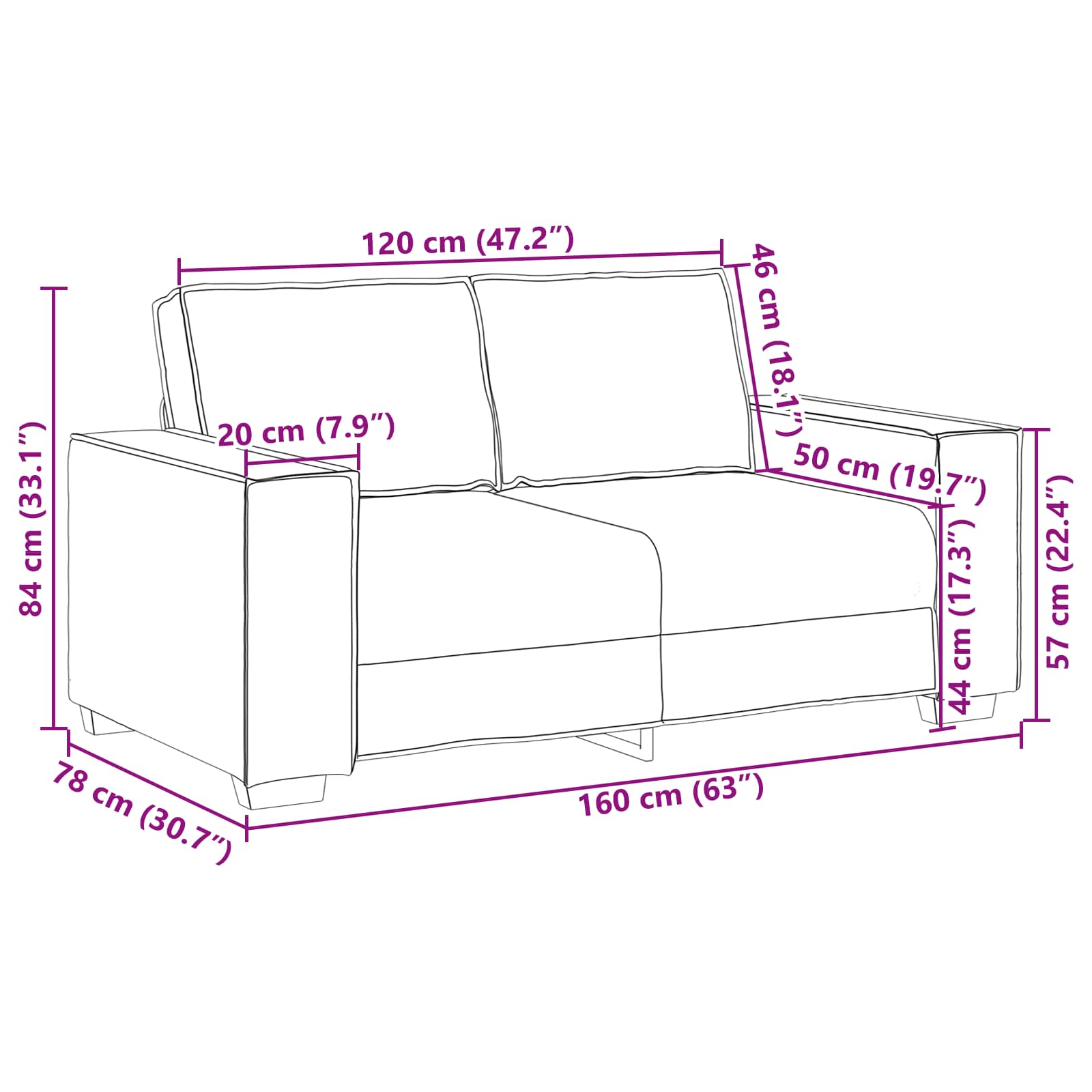 Divano 2 pcs Beige 220 x 80 x 84 cm Tessuto misto lino | homemem39