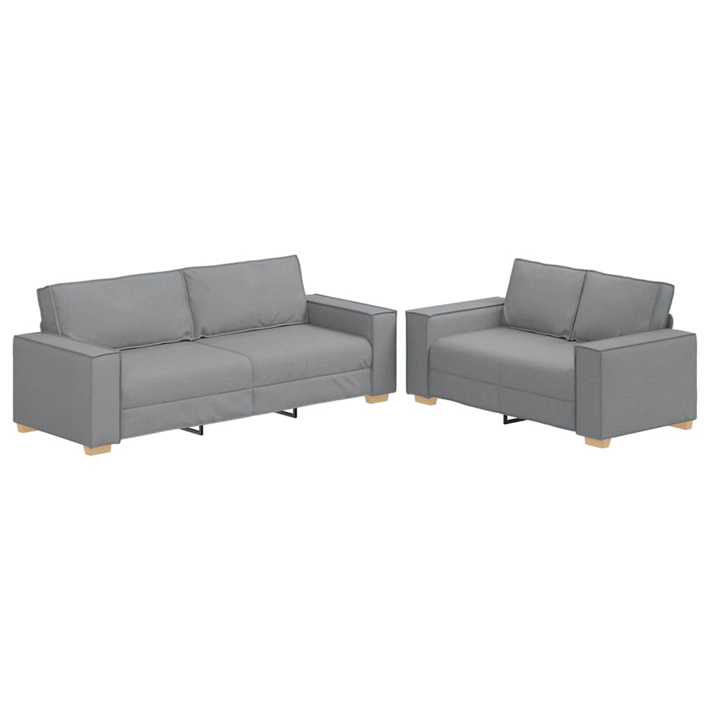 Set di Divani 2 pz con Cuscini Grigio Chiaro in Tessuto - homemem39