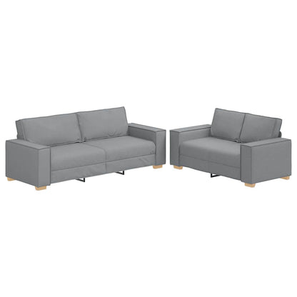 Set di Divani 2 pz con Cuscini Grigio Chiaro in Tessuto - homemem39