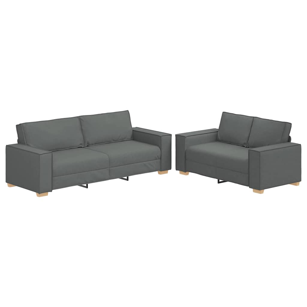 Set di Divani 2 pz con Cuscini Grigio Scuro in Tessuto | homemem39
