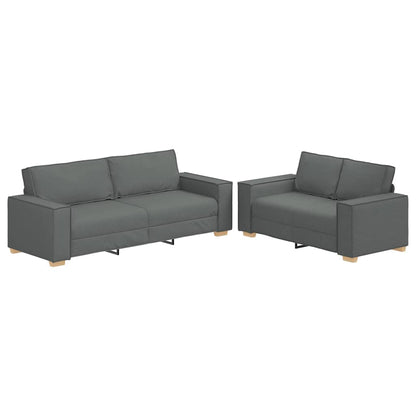 Set di Divani 2 pz con Cuscini Grigio Scuro in Tessuto - homemem39
