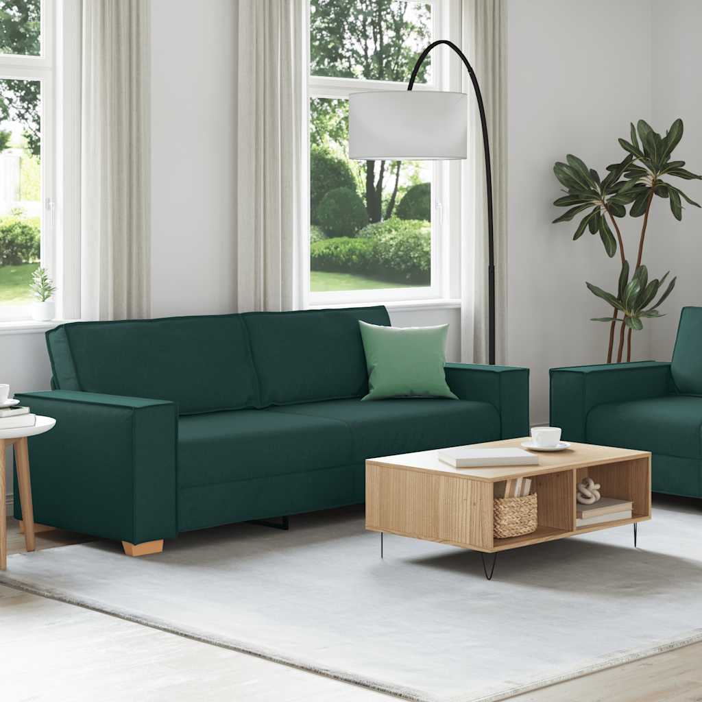 Set di Divani 2 pz con Cuscini Verde scuro in Tessuto - homemem39
