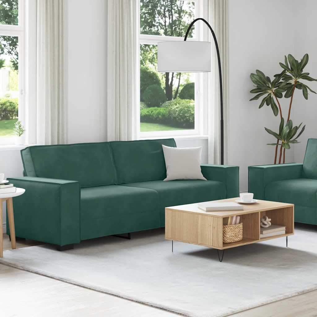 Set di Divani 2 pz con Cuscini Verde scuro in Velluto