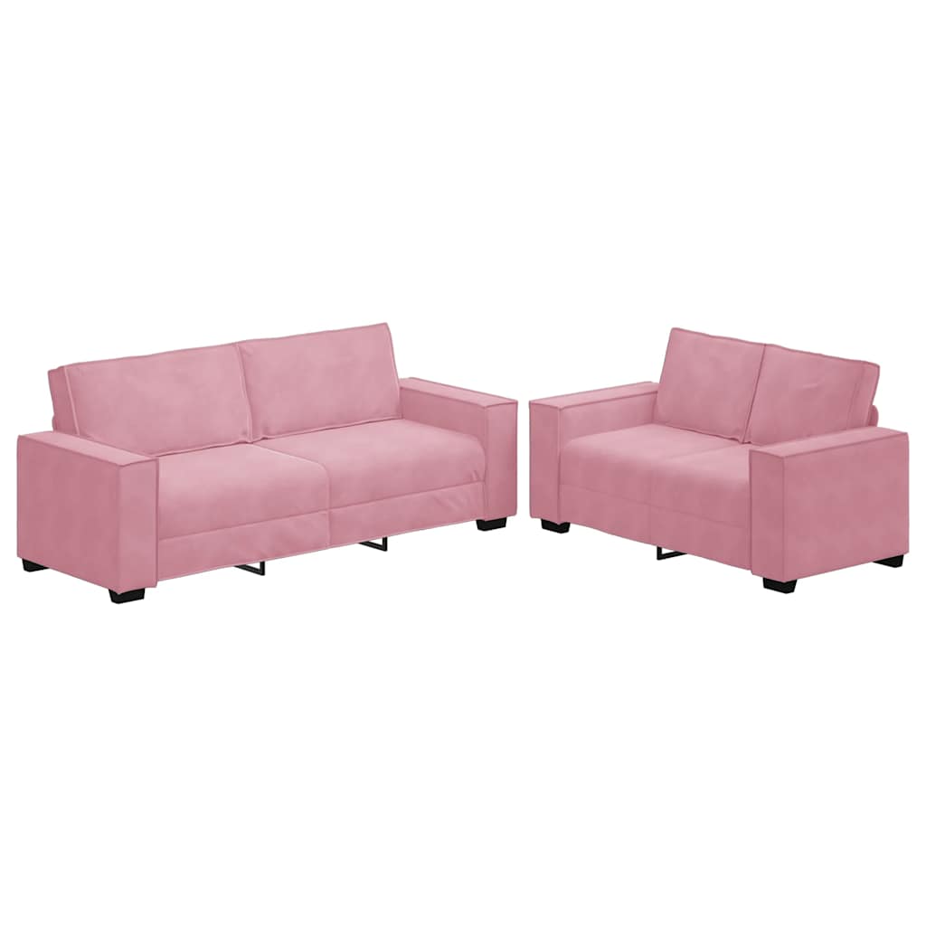 Set di Divani 2 pz con Cuscini rosa in Velluto