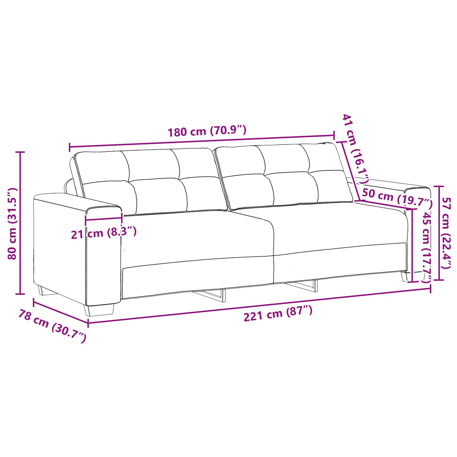 Divano 2 pcs Verde 221 x 80 x 80 cm Tessuto misto lino | homemem39