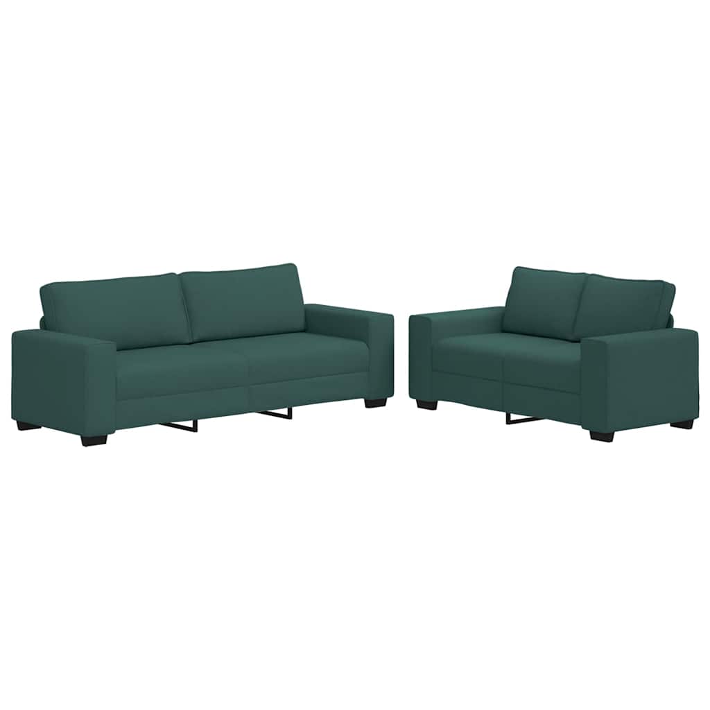 Set di Divani 2 pz con Cuscini Verde scuro in Tessuto | homemem39
