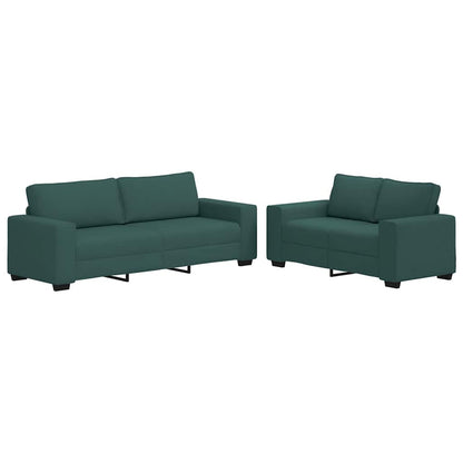 Set di Divani 2 pz con Cuscini Verde scuro in Tessuto - homemem39