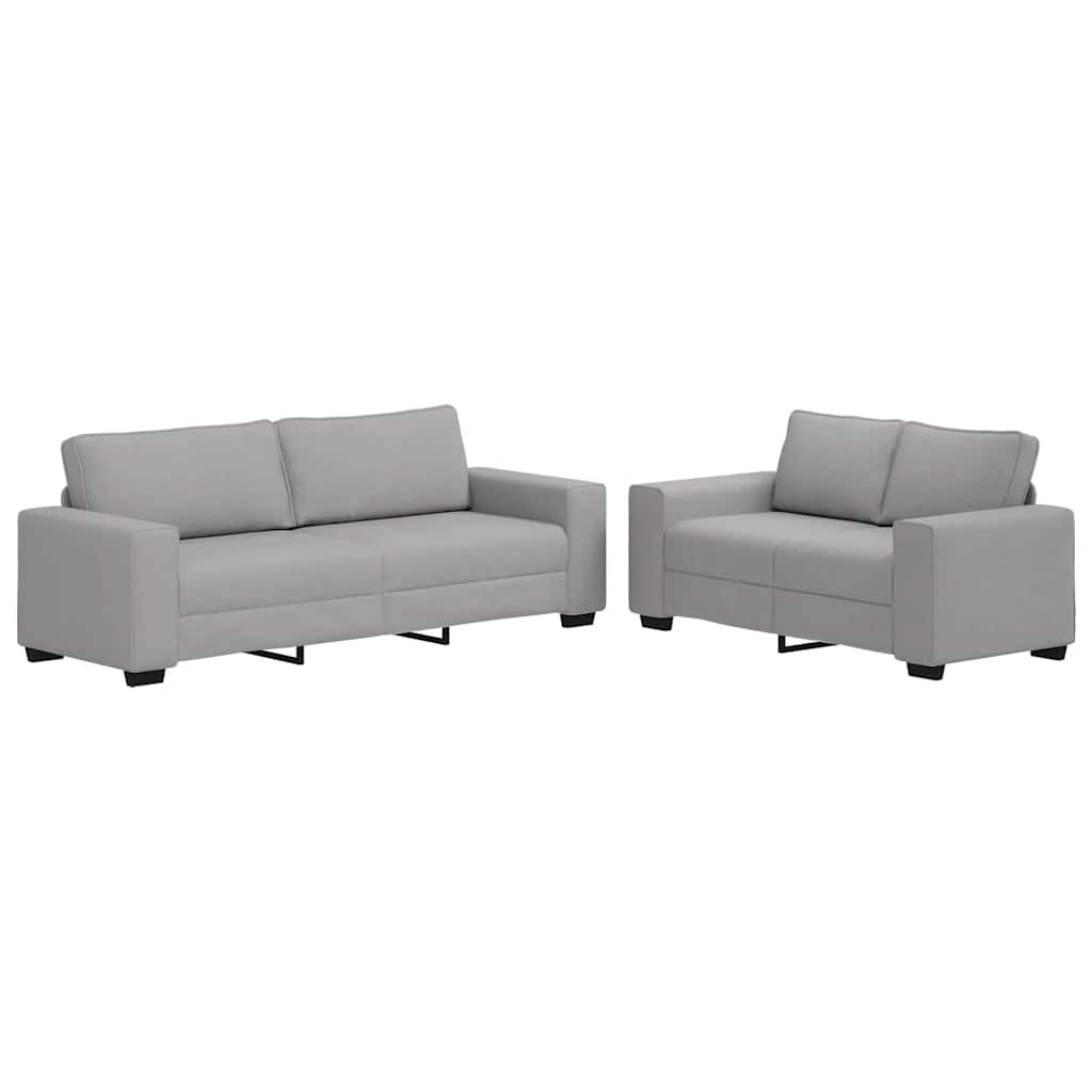 Set di Divani 2 pz con Cuscini Grigio Nuvola in Tessuto | homemem39