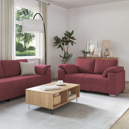 Divano 2 pcs Rosso Vino 219 x 80 x 82 cm Tessuto